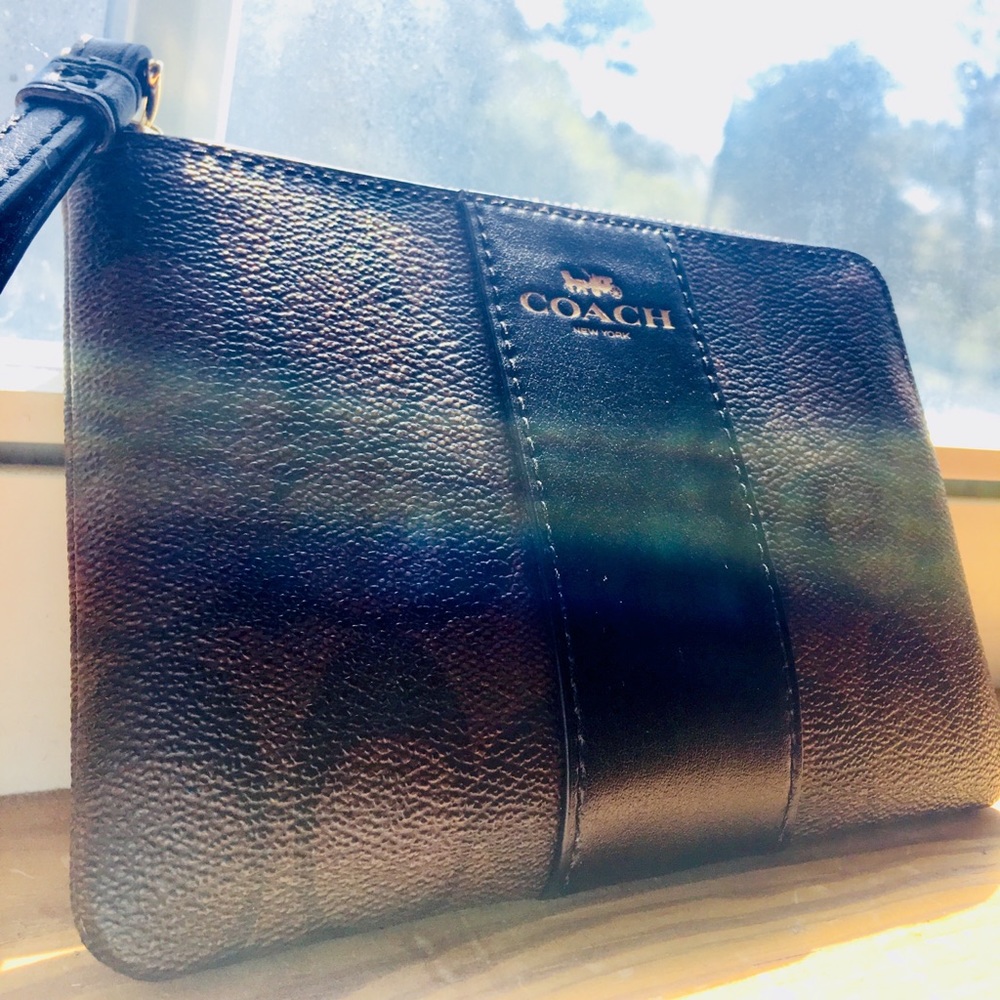 COACH Dark Brown Party Clutch Wristlet